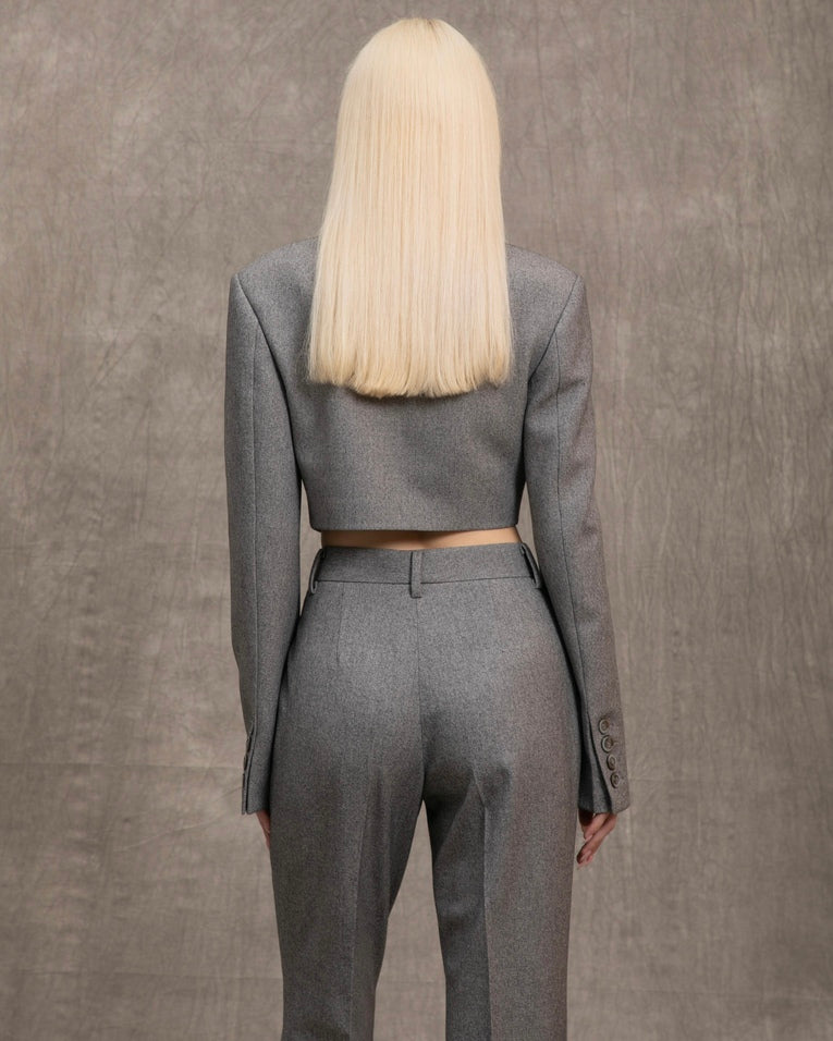 GREY HIGH-WAISTED TROUSERS