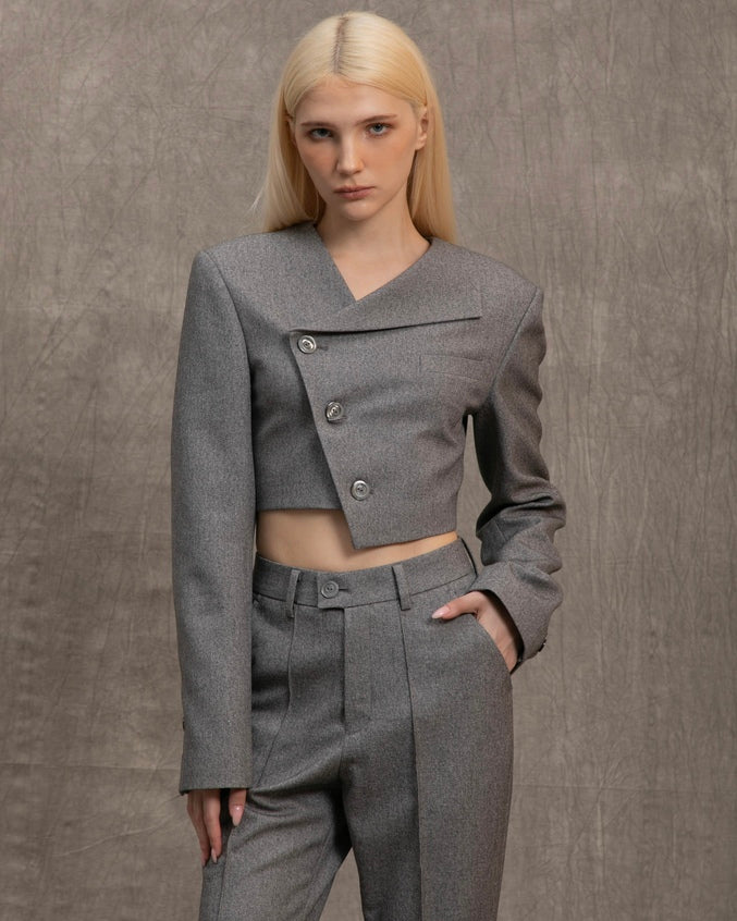 GREY HIGH-WAISTED TROUSERS